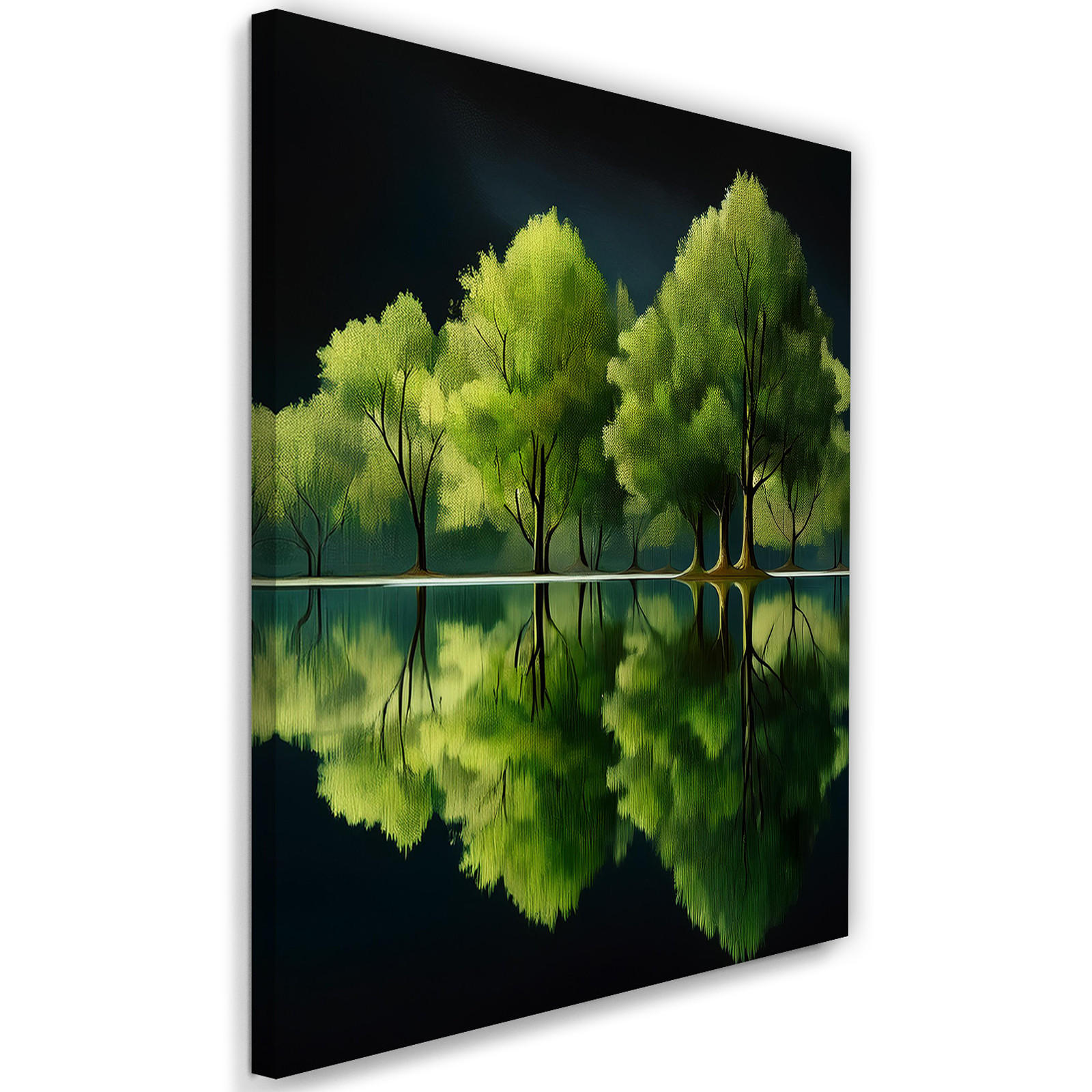 WANDBILD grüner wald seelandschaft - Grün, Textil (40/60cm) - Feeby