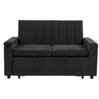 SCHLAFSOFA 140/84.5/84 cm Grau mit Klapptablett, USB & Type-C Ladeanschluss, Seitentaschen und Rollen - Grau, Textil (140/84/84.5cm) - Oxeza