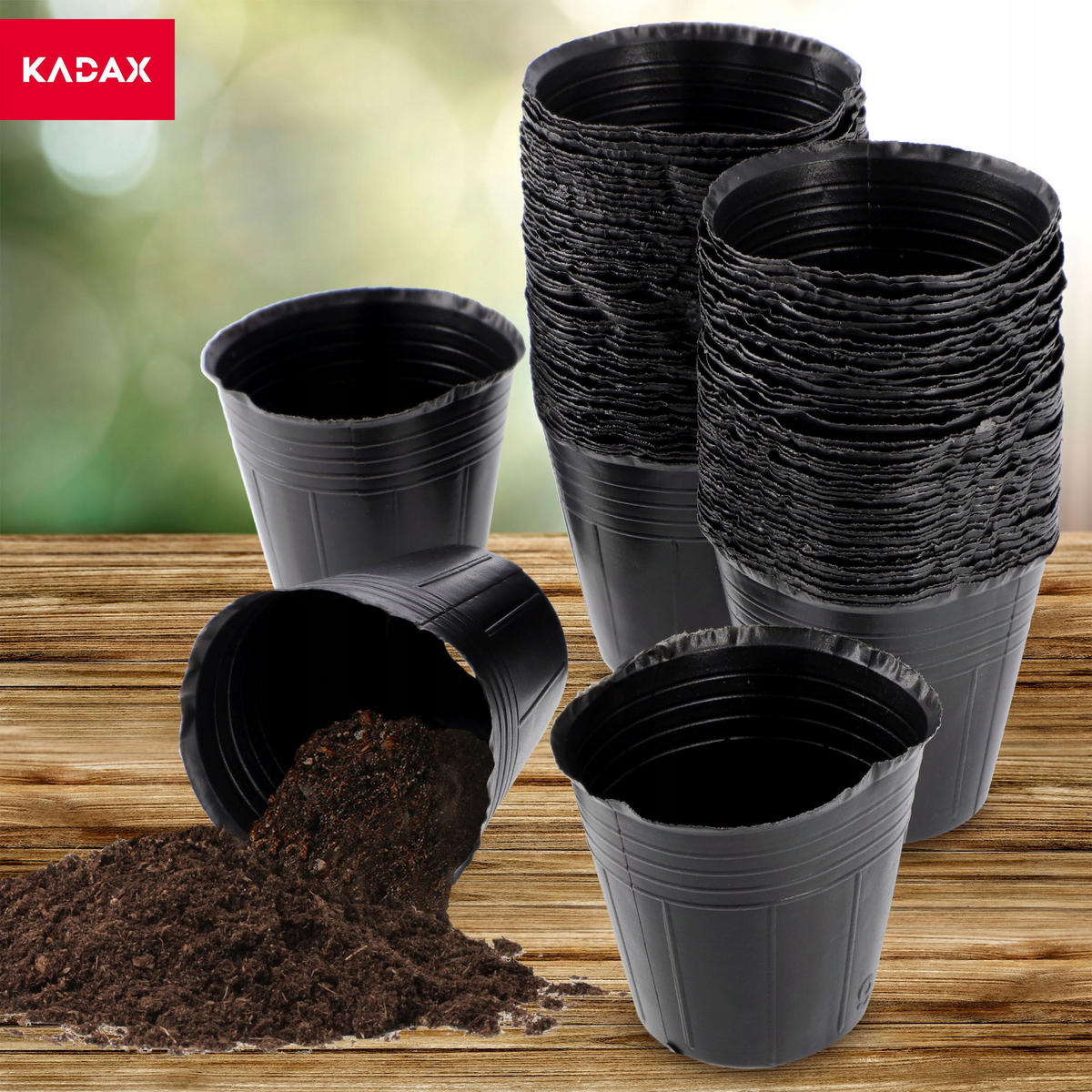 SAMENTOPF, rund, 6 cm, 100 Stück - Schwarz, Kunststoff - KADAX