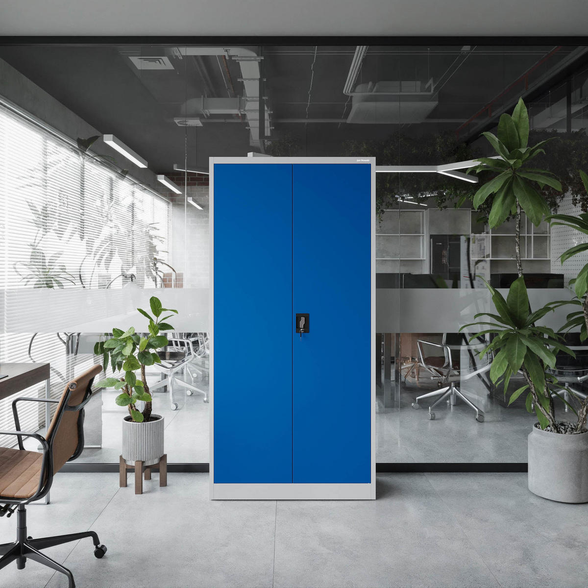AKTENSCHRANK JAN 185x90x45 cm - Blau/Weiß, Metall (90/185/40cm) - Jan Nowak