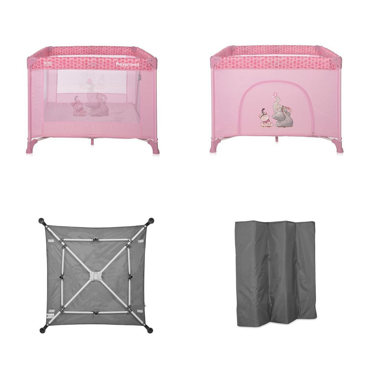 LAUFSTALL Playground rosa 100 x 100 cm, faltbar, seitliche Öffnung, Matratze, Tragetasche - Rosa, Metall (100/74/100cm) - Lorelli