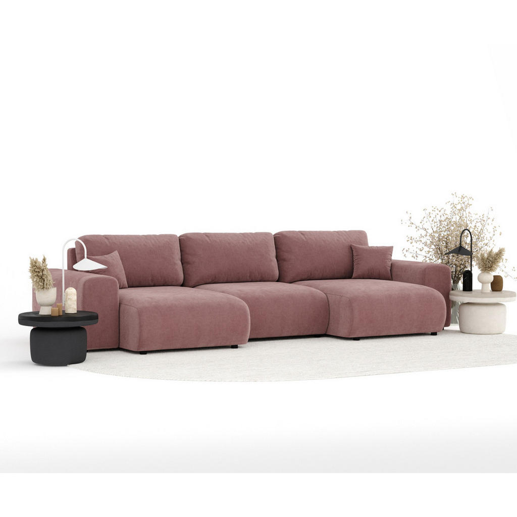 Thumbnail - Maison de Reve Panoramasofa, Rosa, Textil, 6-Sitzer, Füllung: Silikon, U-Form, Rundrohr, 325x79x144 cm, Oeko-Tex® Standa...