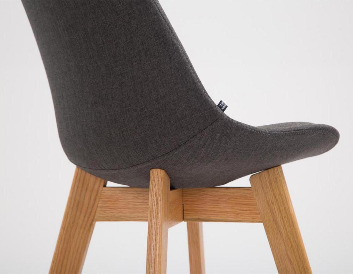 BARHOCKER 2er Set Stoff dunkelgrau - Eukalyptusholzfarben/Dunkelgrau, Holz/Textil (48/112/56cm) - CLP