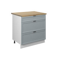 KÜCHENUNTERSCHRANK Fame-Line Hellblau-grau 80 cm mit 3 Schubladen AP Eiche - Blaugrau/Weiß, Holzwerkstoff (80/82/60cm) - Vicco
