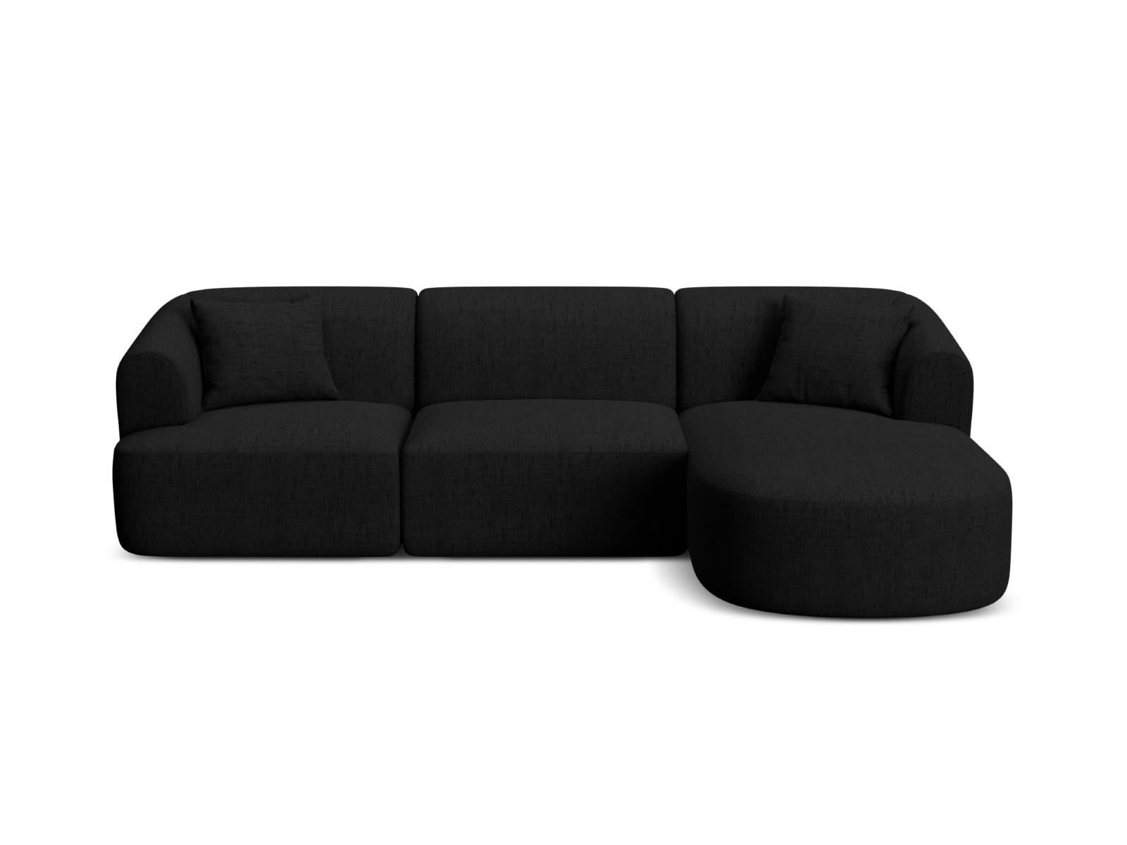 MODULARES-ECKSOFA rechts Campi aus strukturiertem Stoff schwarz 4 Sitzplätze - Schwarz, Textil (156/256cm) - Cosmopolitan Design