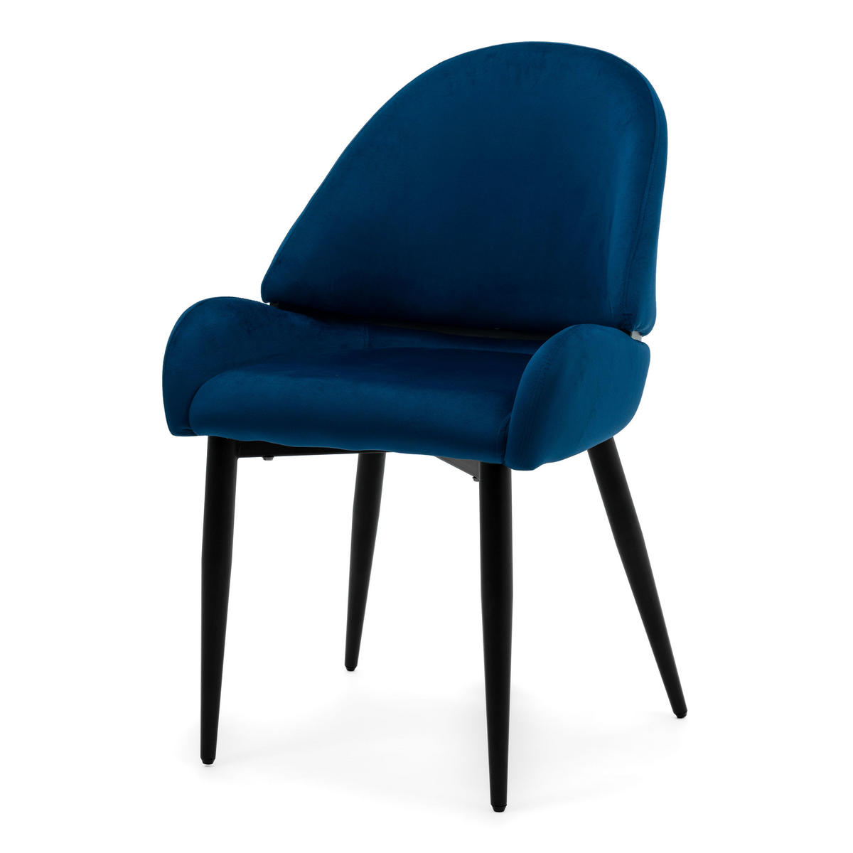 STUHL BERGAMO gepolsterter mit Steppung - dunkelblau - Samt Velour - Blau/Schwarz, Textil/Metall (56/91/61cm) - NEW HOME