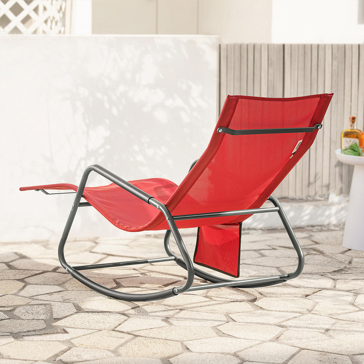 SONNENLIEGE Rot - Rot, Metall (145/85/57cm) - SoBuy