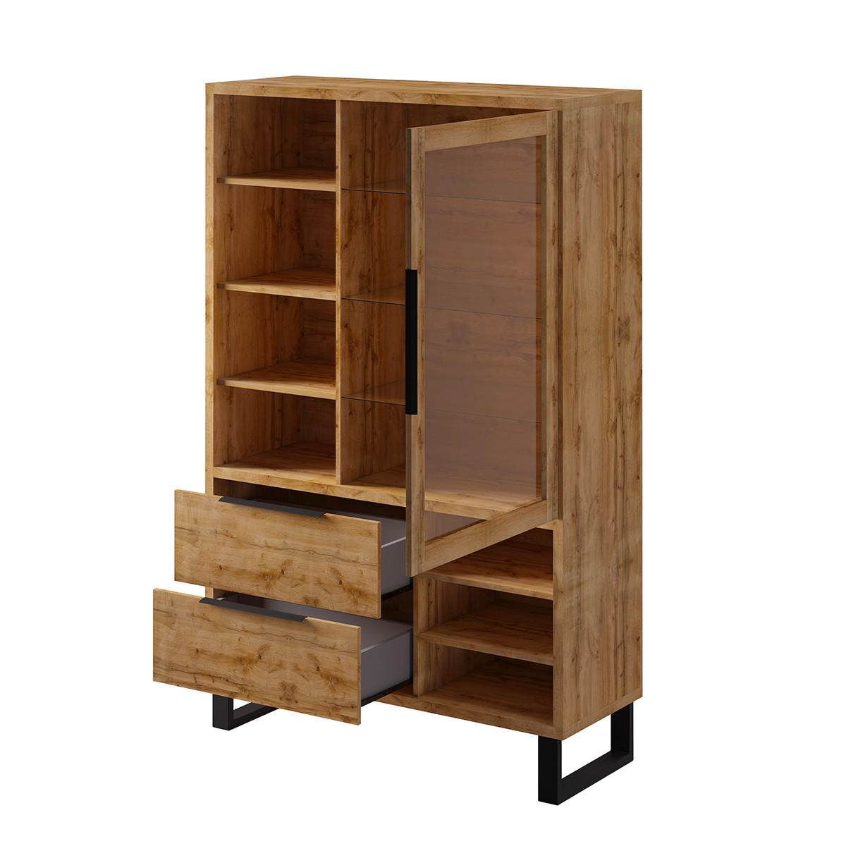 VITRÍNA Eden Dřevo a kov - hnědá, kompozitní dřevo (120/190/45cm) - Petits-meubles