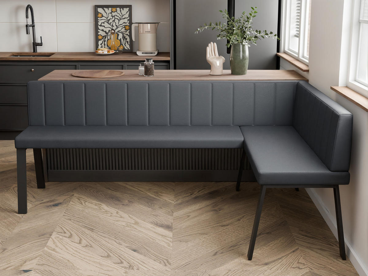 ECKBANK rechts MONO Y Kunstleder gesteppt, 128/168 cm Grau - Grau, Kunststoff/Textil (128/168cm) - Idohome