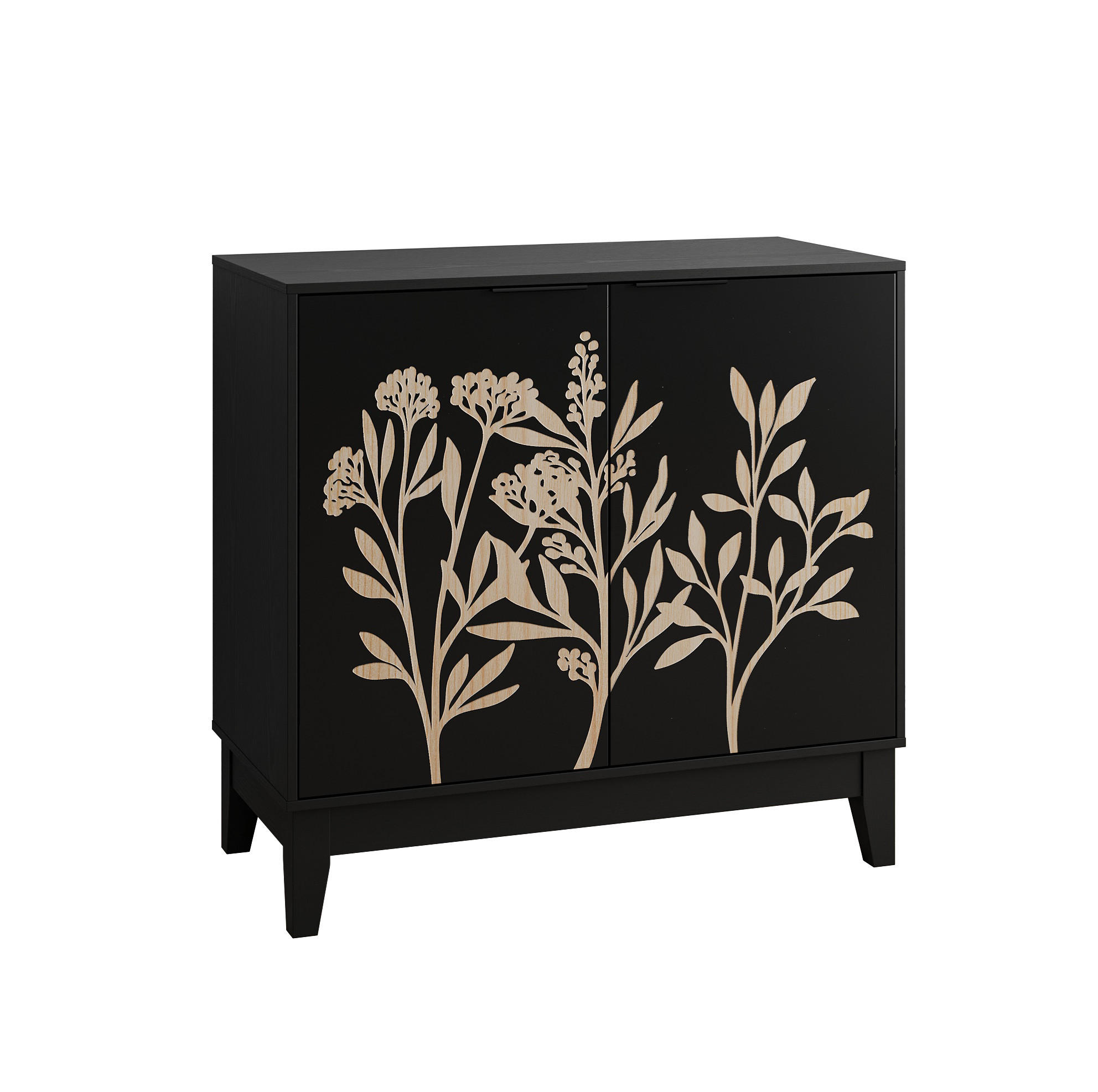 SIDEBOARD mit 2 Türen und verstellbarem Einlegeboden Schwarz - Schwarz, Holzwerkstoff (80/76/38cm) - Meubliv