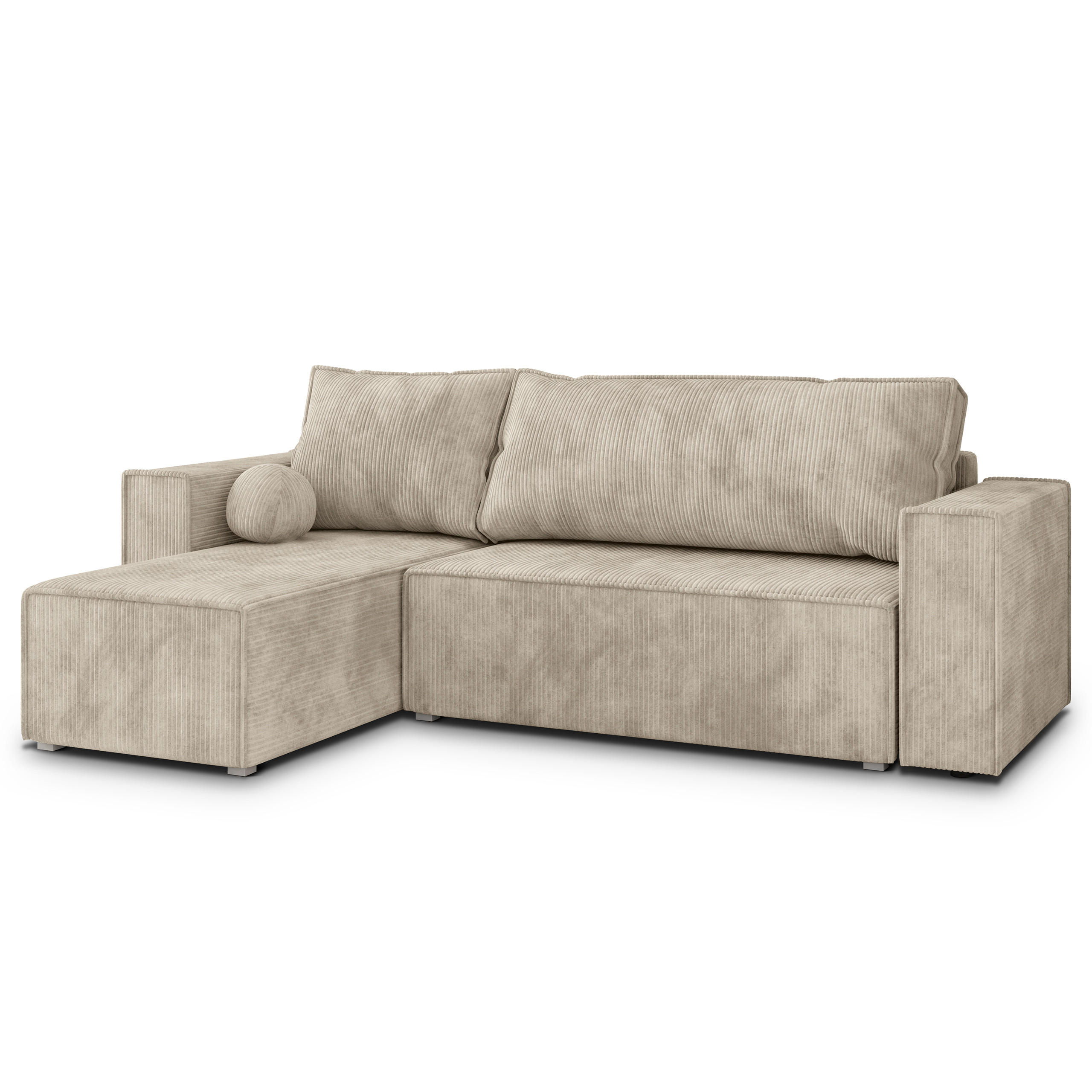 ROHOVÁ SEDAČKA RAVELO krémová - šedá/krémová, dřevo/textil (240/140cm) - MASSENO