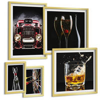 BILDER SET 5er Set - 50x50 cm & 20x30 cm & 40x60 cm Goldrahmen - Frauenbeine Rosenwagen Wein - Goldfarben, Kunststoff (40/60cm) - TULUP