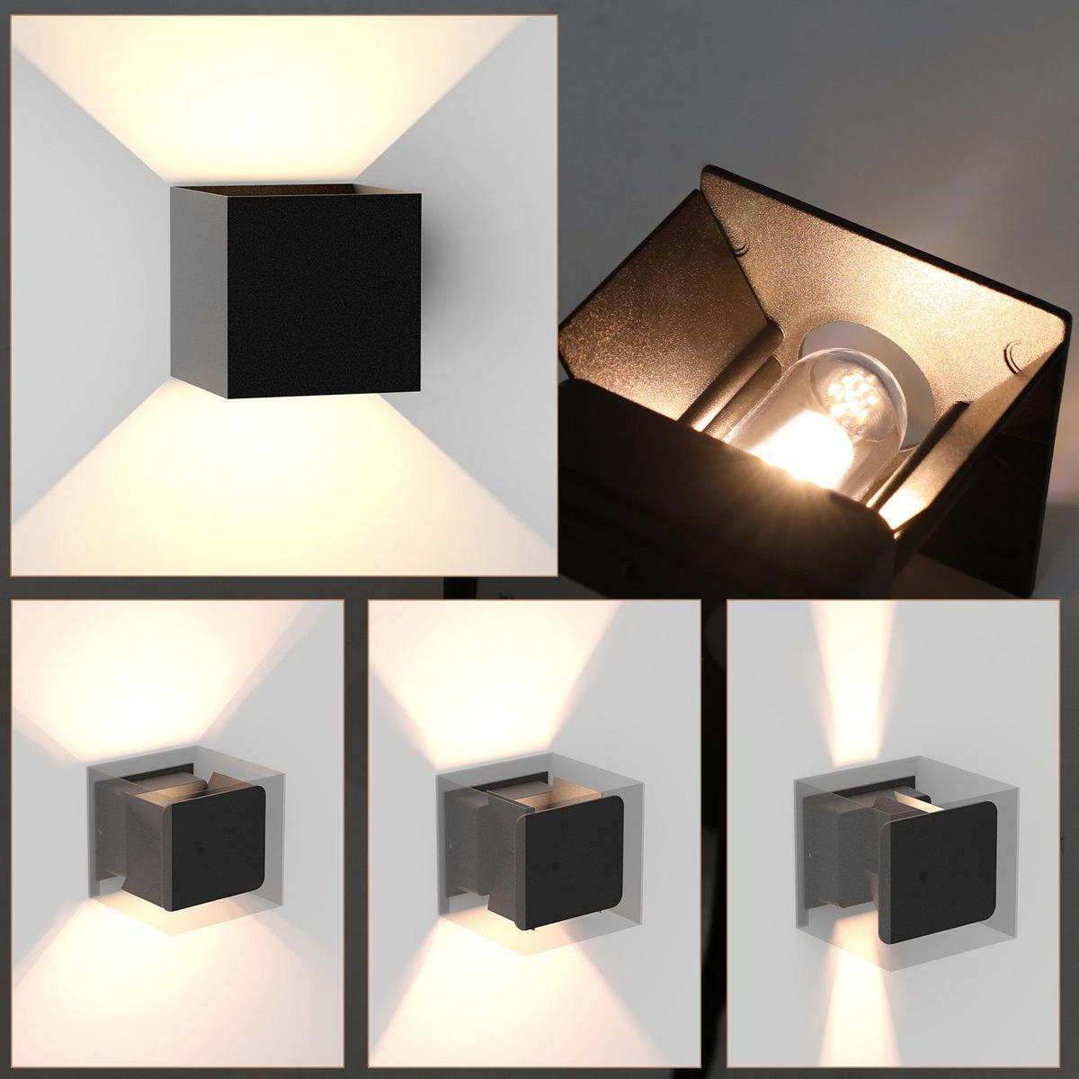 WANDLEUCHTE Inspiration 4er-Set - Schwarz, Metall (10/10/10cm) - Nettlife