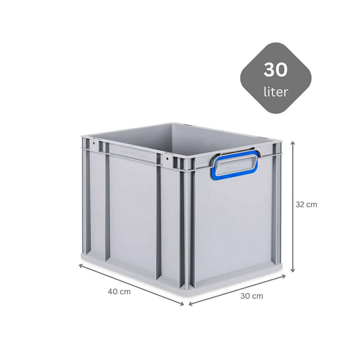 EUROBOX 4x Nextgen Color Mit Auflagedeckel 32x30x40cm Griffe Blau Geschlossen - Blau, Kunststoff (30/32/40cm) - PROREGAL