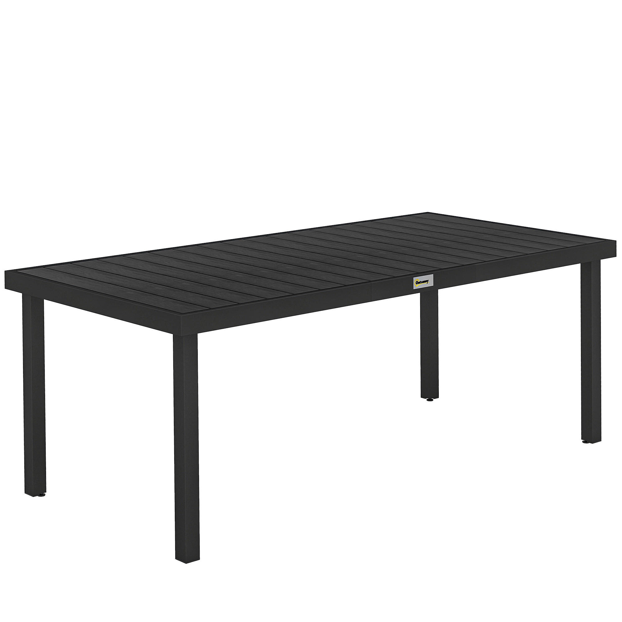 ZÁHRADNÍ STŮL, jídelní stůl, pro 8 osob, nenáročný na údržbu, hliník, plast, černý - černá, kov/plast (190/90/74cm) - Outsunny