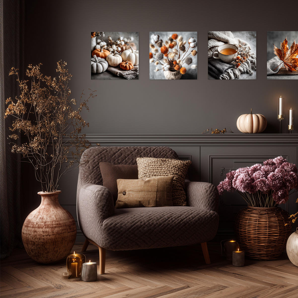 GLASBILD 30x30 cm Kürbisse - Beige, Glas (30/30cm) - artissimo