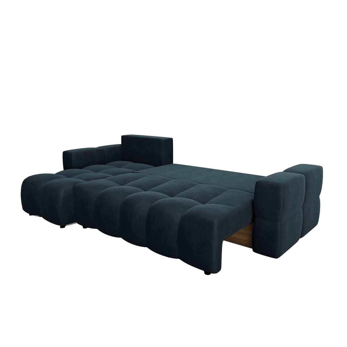 ECKSOFA LINKS Samt Pfauenblau 286cm - Blau/Hellblau, Textil (169/286cm) - Sia Home