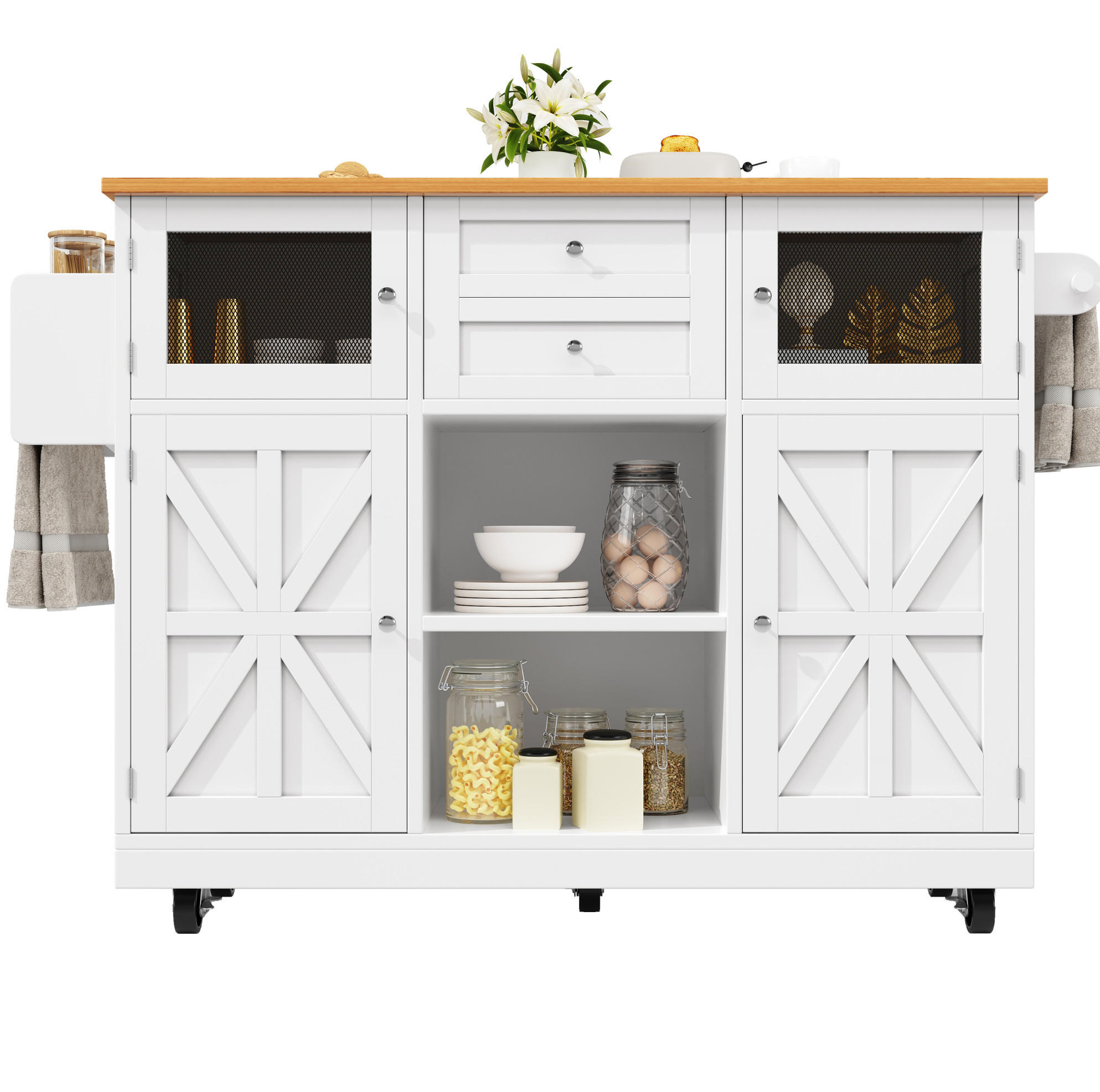 KÜCHENINSEL mit klappbarer Arbeitsplatte 140 cm Weiß MDF - Weiß, Holz (40/93.5/140cm) - Beauniv