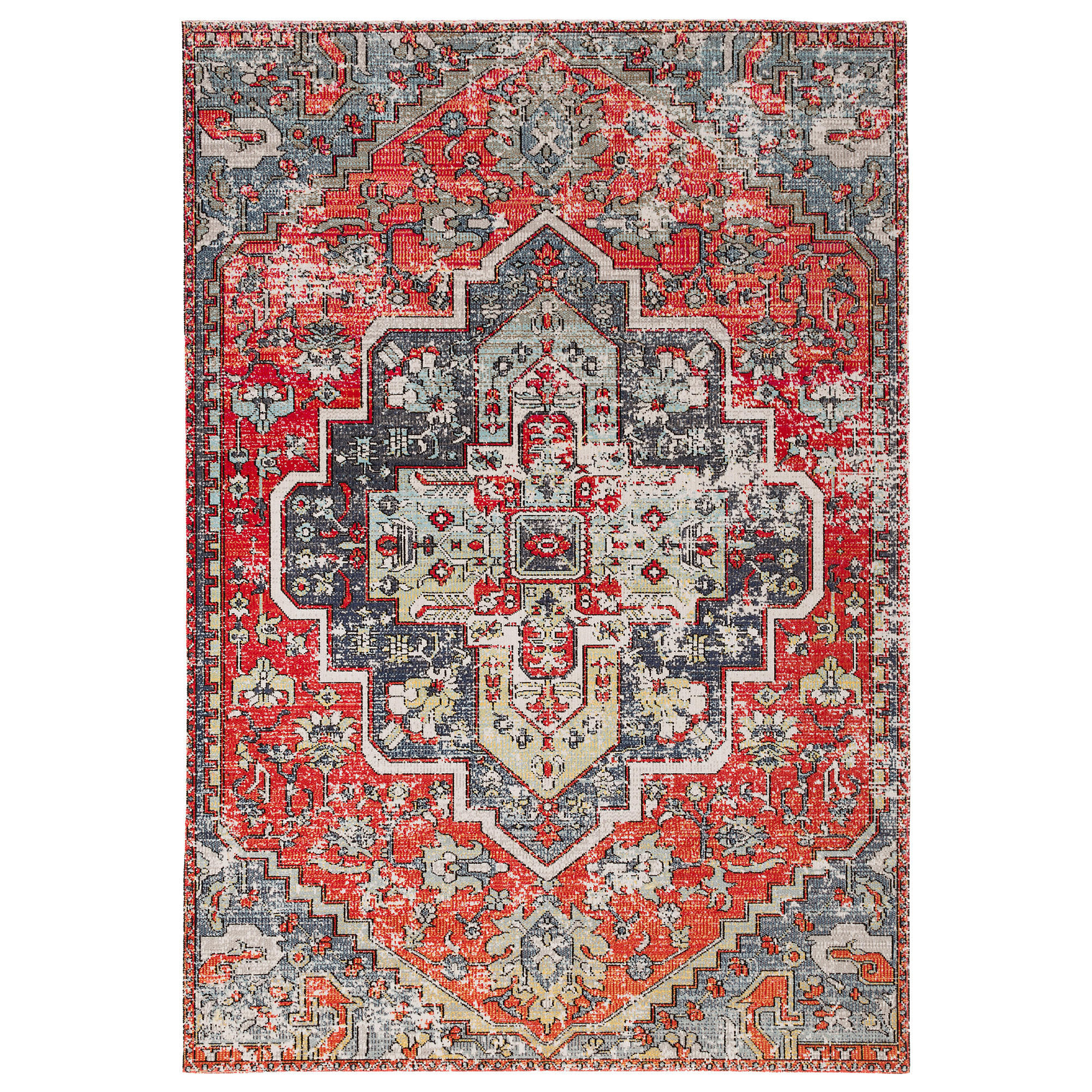 KURZFLOR DESIGNER TEPPICH MODERN VINTAGE ORIENT MUSTER - Blau, Textil (80/150cm) - Pergamon
