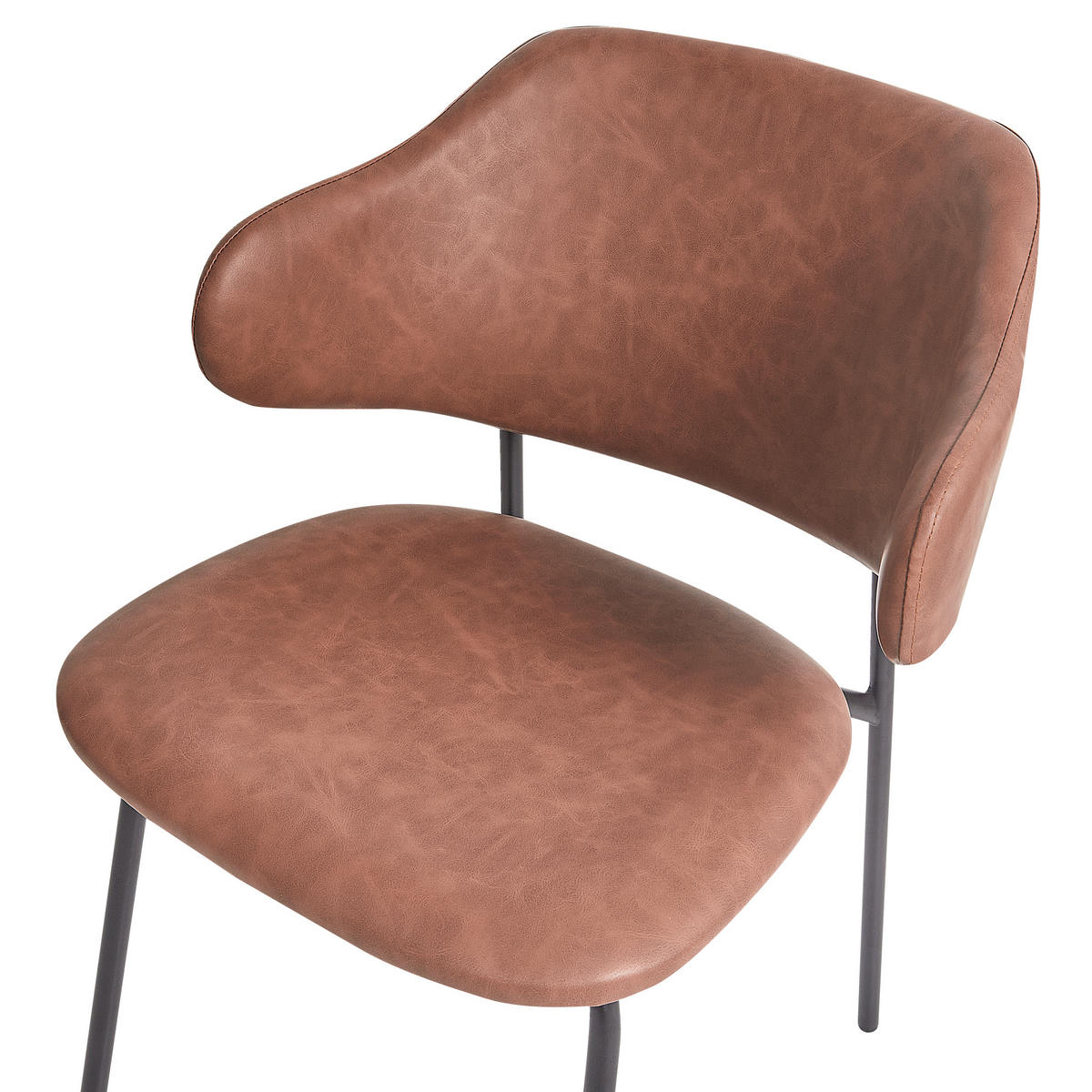 ESSZIMMERSTUHL 2er-Set Kunstleder Braun Kenai - Braun, Kunststoff (53/82/58cm) - Beliani