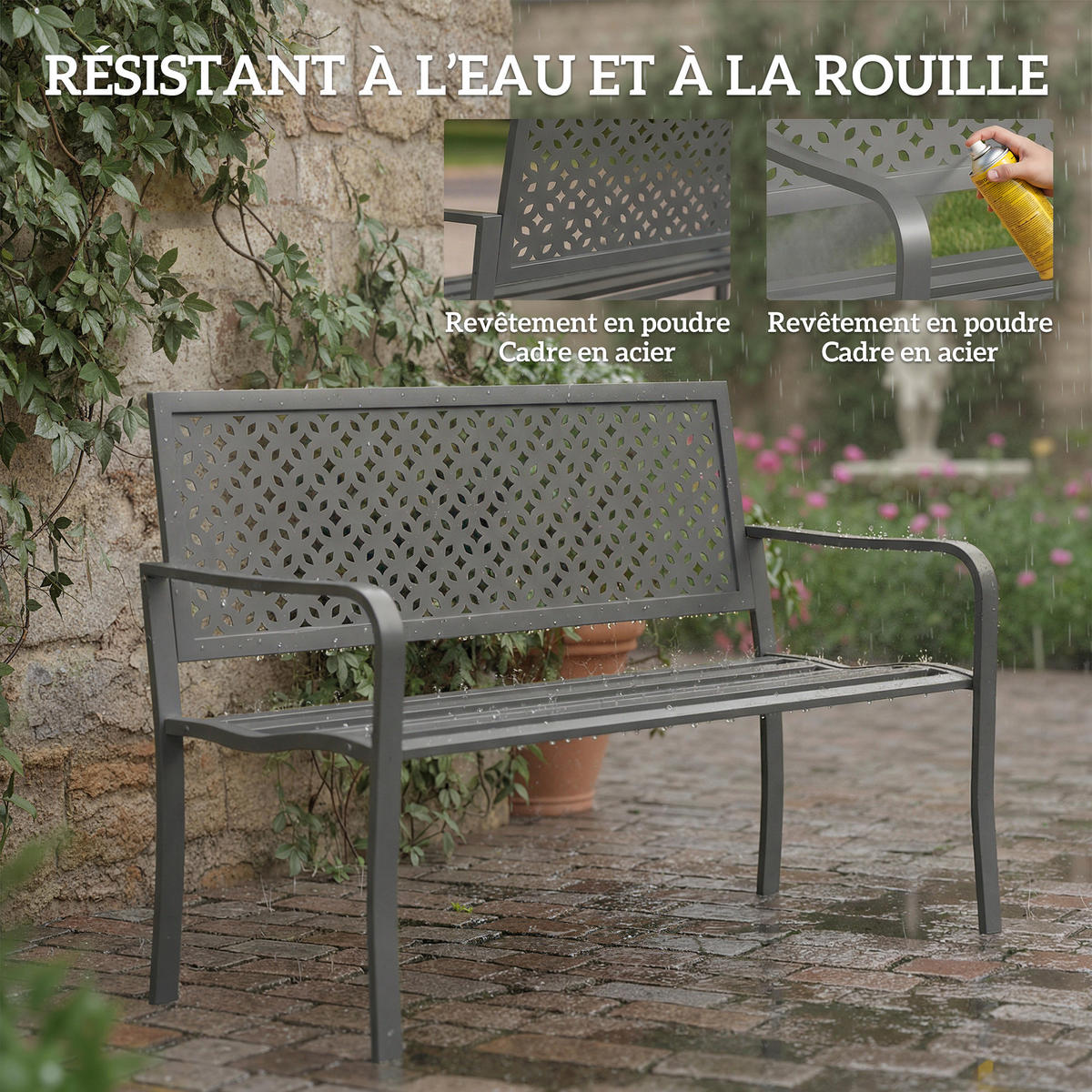 GARTENBANK DE-17800 Dunkelgrau - Dunkelgrau, Metall (127/85/61cm) - ComfortXL