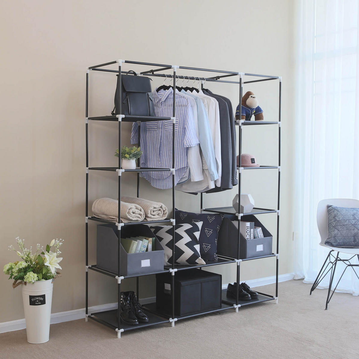 KLEIDERSCHRANK VICTORIA - Schwarz, Metall (45cm) - Hansiro