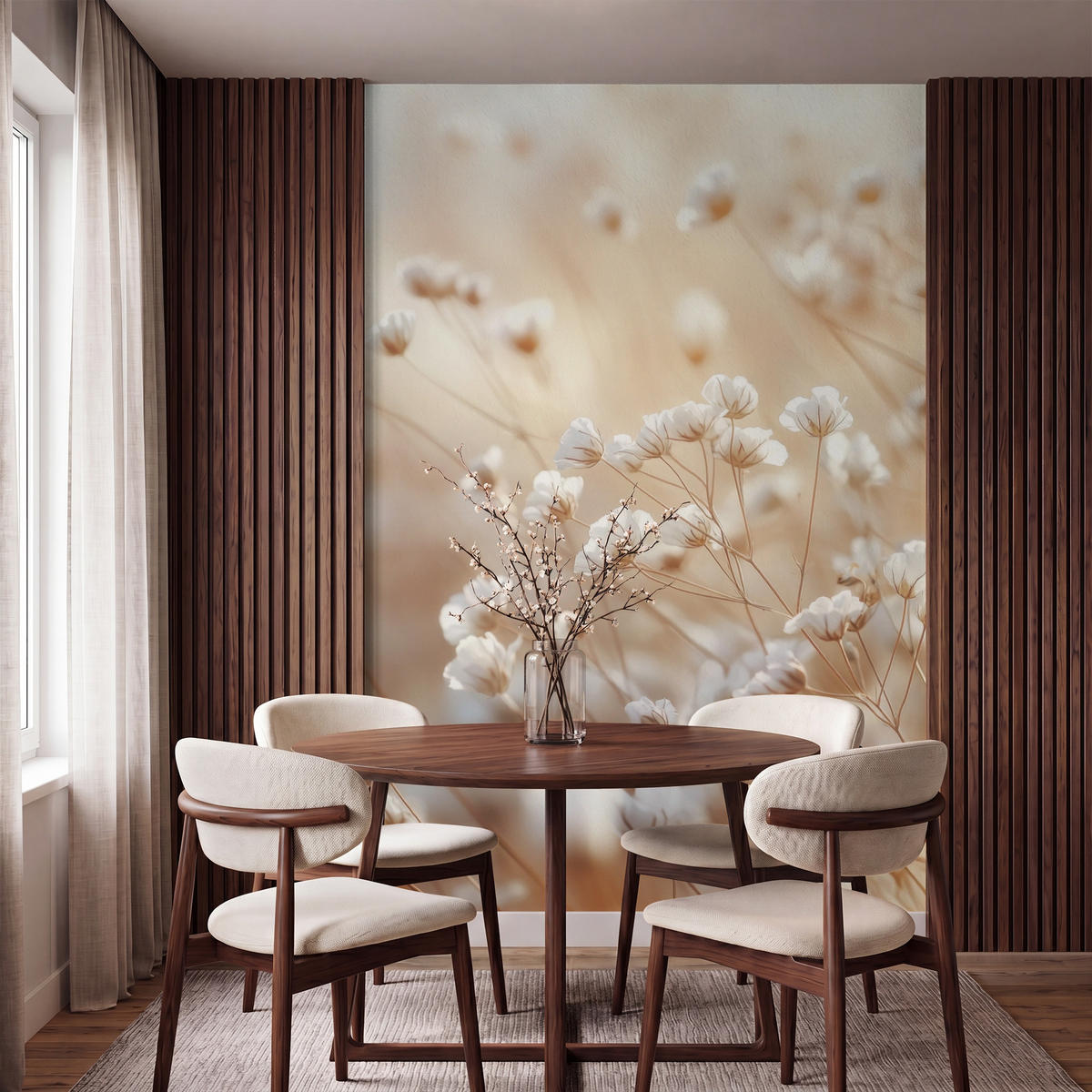 TAPETE - Wild - Blumen - Weiß - 140x200 cm - Creme, Papier (140/200cm) - OnlyWow