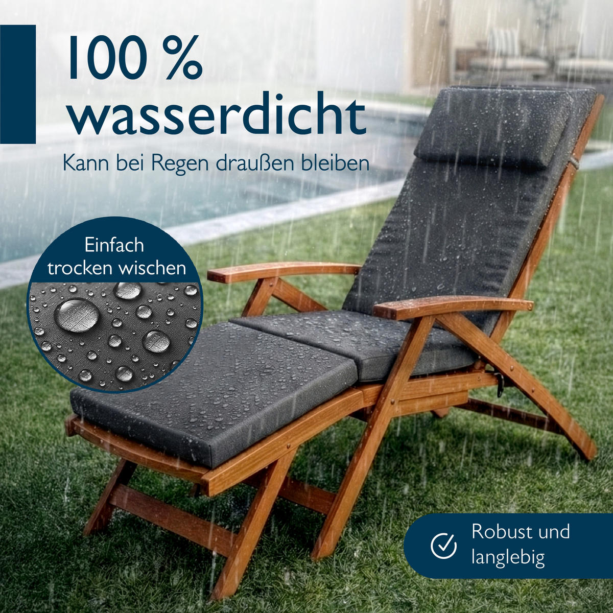 DECKCHAIRAUFLAGE QD-DC 175x45x5cm Anthrazit (2tlg) - Anthrazit, Textil (45/175cm) - Beautissu 