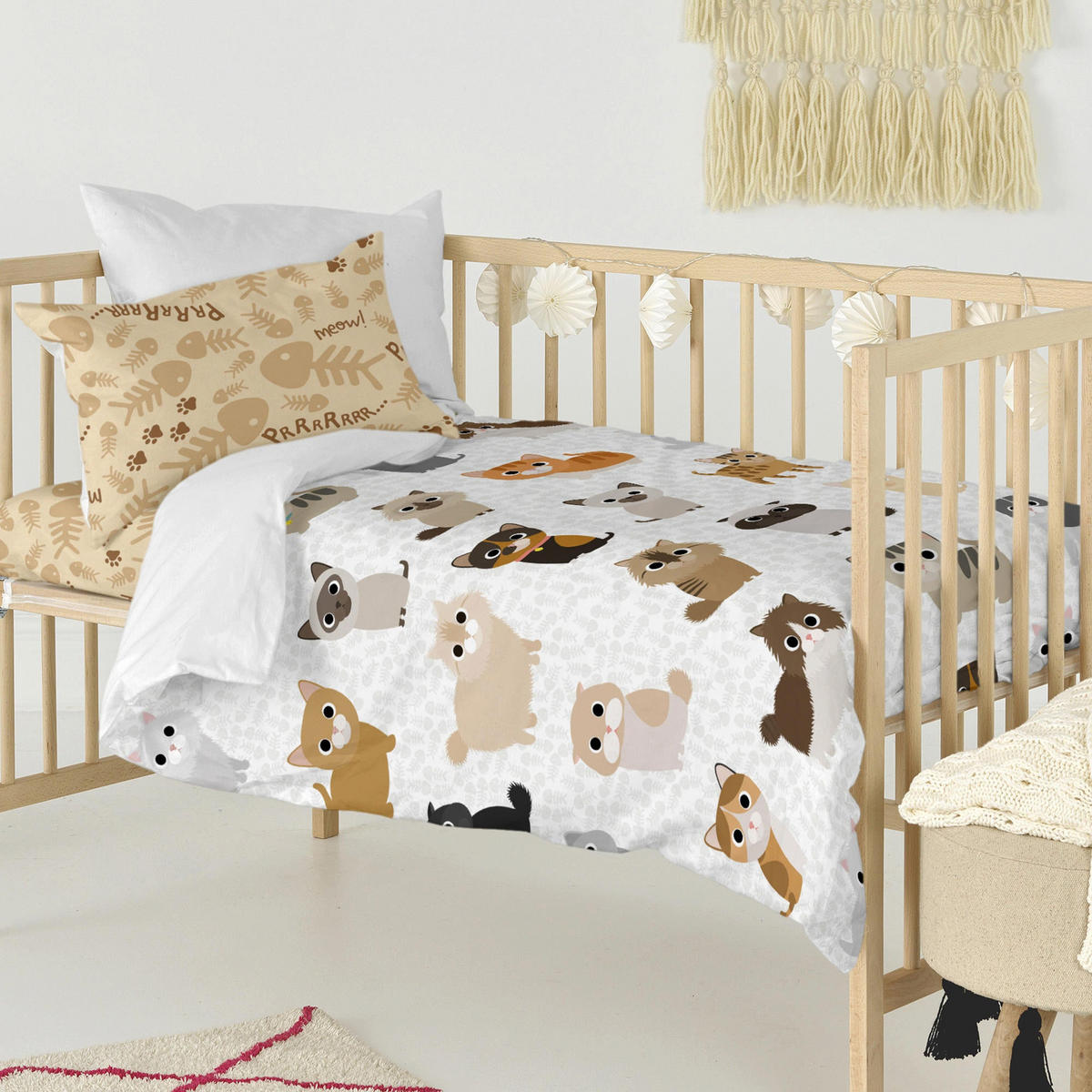 BETTBEZUG 2er-Set teiliges cats 115x145 cm (kinderbett) mehrfarbig - Multicolor, Textil (115/145cm) - Happy Friday