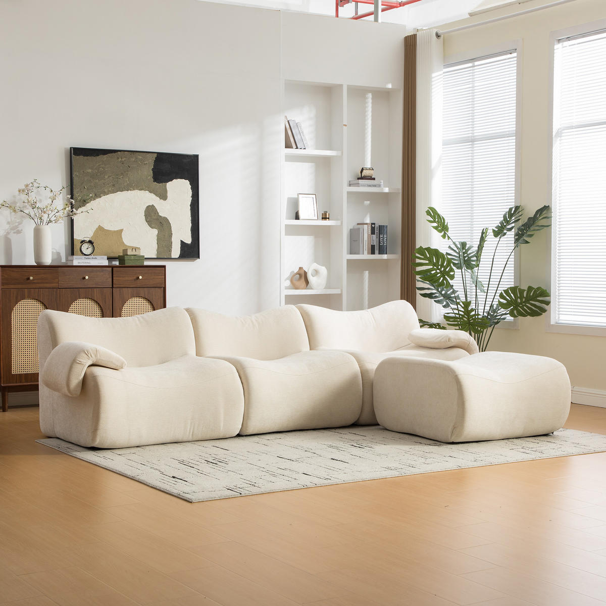 ECKSOFA Chenille Beige - Beige, Textil (284.5/181cm) - WISHDOR