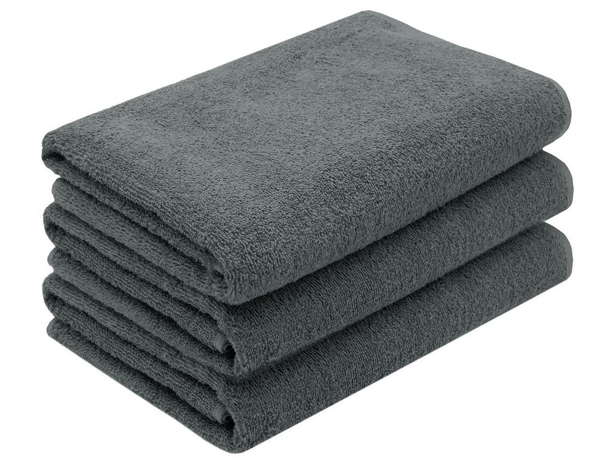 DUSCHTÜCHER, 3er-Set, 70x140 cm, 100% Baumwolle, Grau - Graphitfarben, Textil (70/140cm) - Zollner