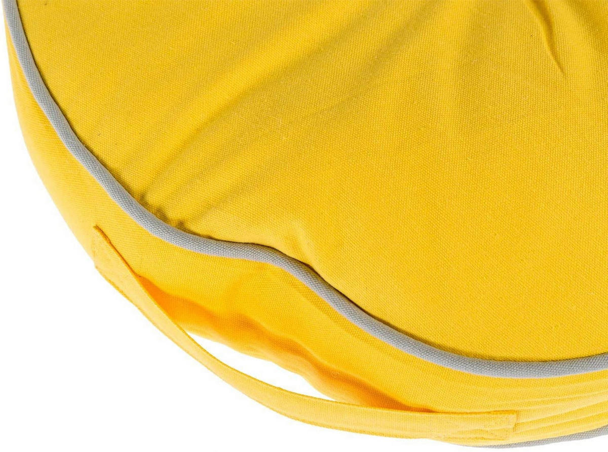 BODENKISSEN rund, gelb-grau, Ø 43/7 cm - Gelb, Textil (43/43/7cm) - Homescapes
