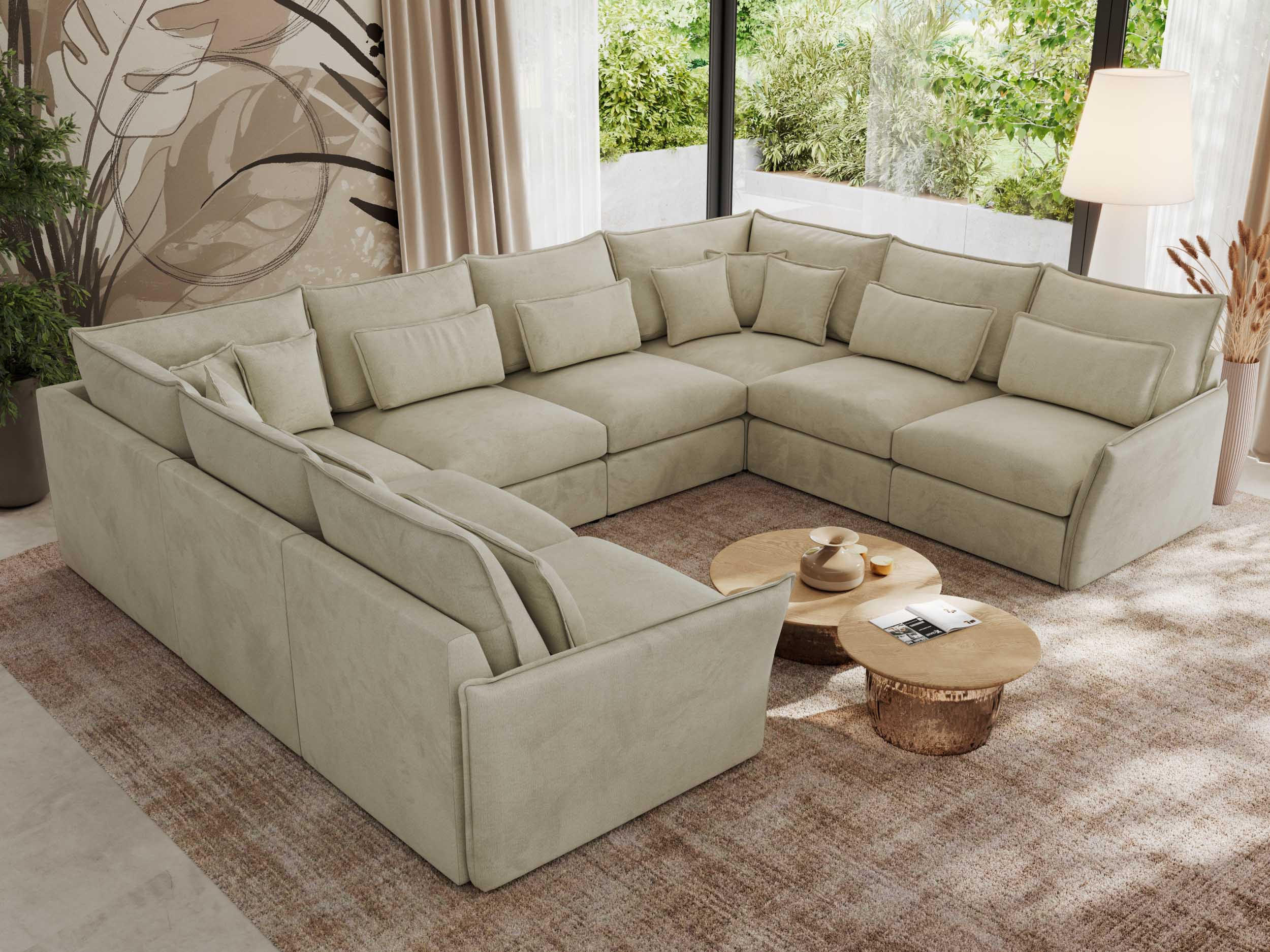 WOHNLANDSCHAFT VERSO U 8M Beige Velvet - Beige/Schwarz, Kunststoff/Textil (362/93/270cm) - MKS