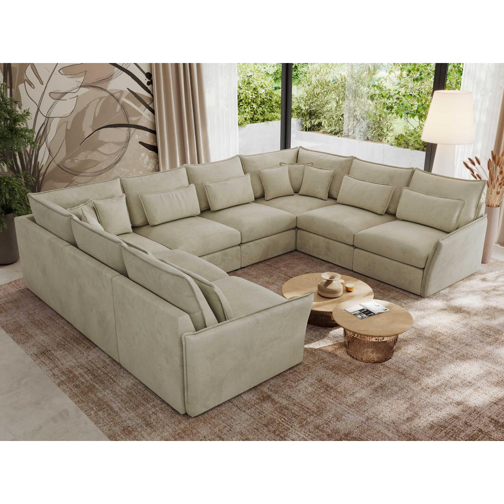 Thumbnail - MKS Wohnlandschaft, Beige, Textil, 6-Sitzer, U-Form, 362x93x270 cm, Oeko-Tex®, Wohnzimmer, Sofas & Couches, Wohnlandscha...