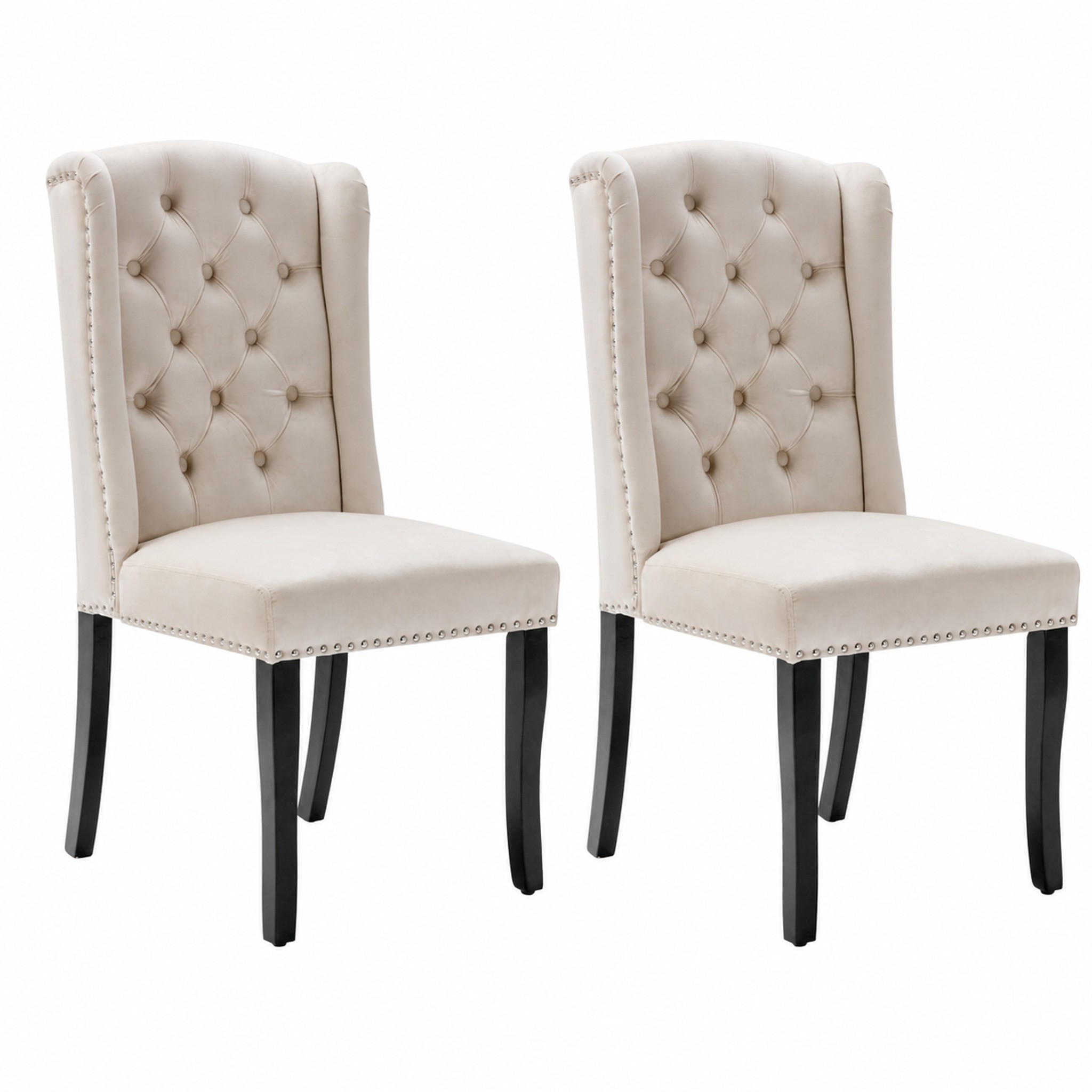 ESSZIMMERSTUHL 4er-Set Samt Beige mit Eichenbeinen - Beige, Metall (45/100/61.2cm) - Meubliv