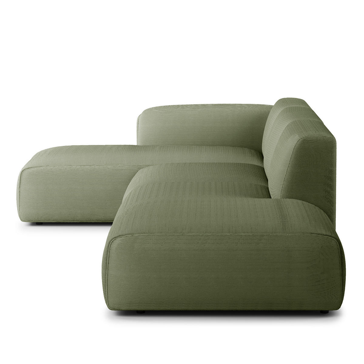 ECKSOFA mit Chaiselongue - Dunkelgrün/Schwarz, Kunststoff/Textil (290/173cm) - home24
