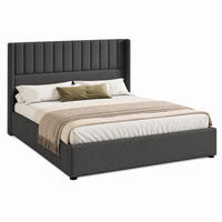 BETT mit Bettkasten 160x200 cm Leinen Grau - Grau, Metall (160/200cm) - Meubliv