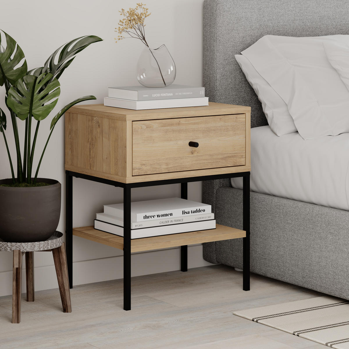 NACHTTISCH Lisa Eiche 56/45/35 cm - Eichefarben, Holzwerkstoff (45/56.4/35cm) - Decortie