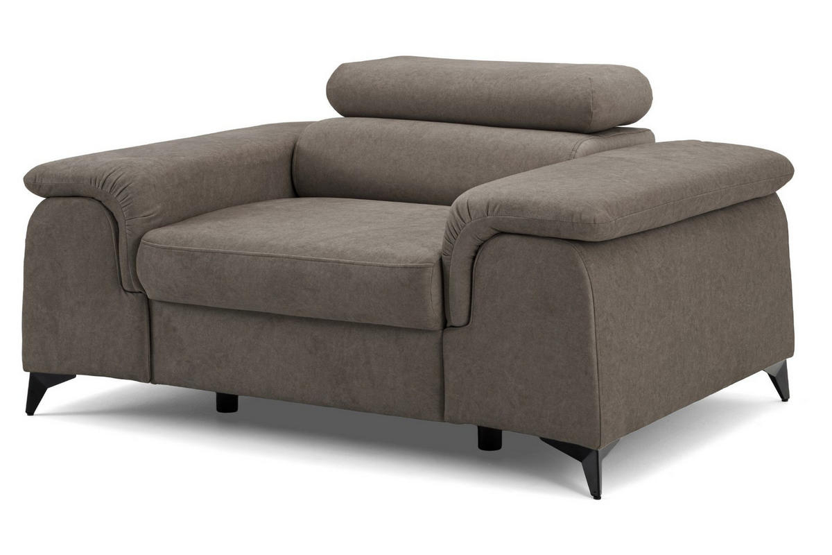 SESSEL PLAZA mit verstellbare Kopfstütze Velours Braun - Schwarz/Braun, Holz/Textil (130/95/100cm) - Muffo