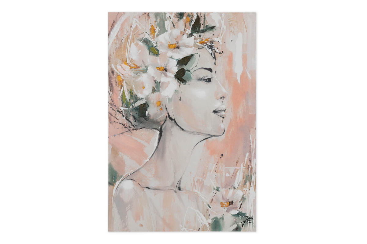 ACRYLBILD HANDGEMALT 60/90 cm - Pink/Beige, Holz/Textil (60/90cm) - KUNSTLOFT