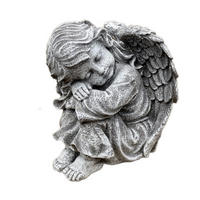 STEINFIGUR Engel Mädchen sitzend groß frostfest wetterfest aus massivem Steinguss - Grau, Stein (17/23/20cm) - stoneandstyle