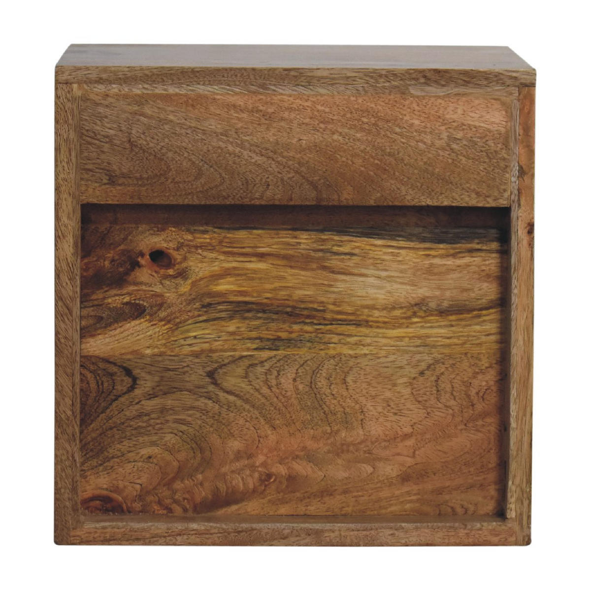 NACHTTISCH Levitate, Wandmontiert, 1 Schublade, 1 Offenes Fach, Beige - Kastanienfarben/Messingfarben, Holz/Metall (30/30/25cm) - Artisan Furniture
