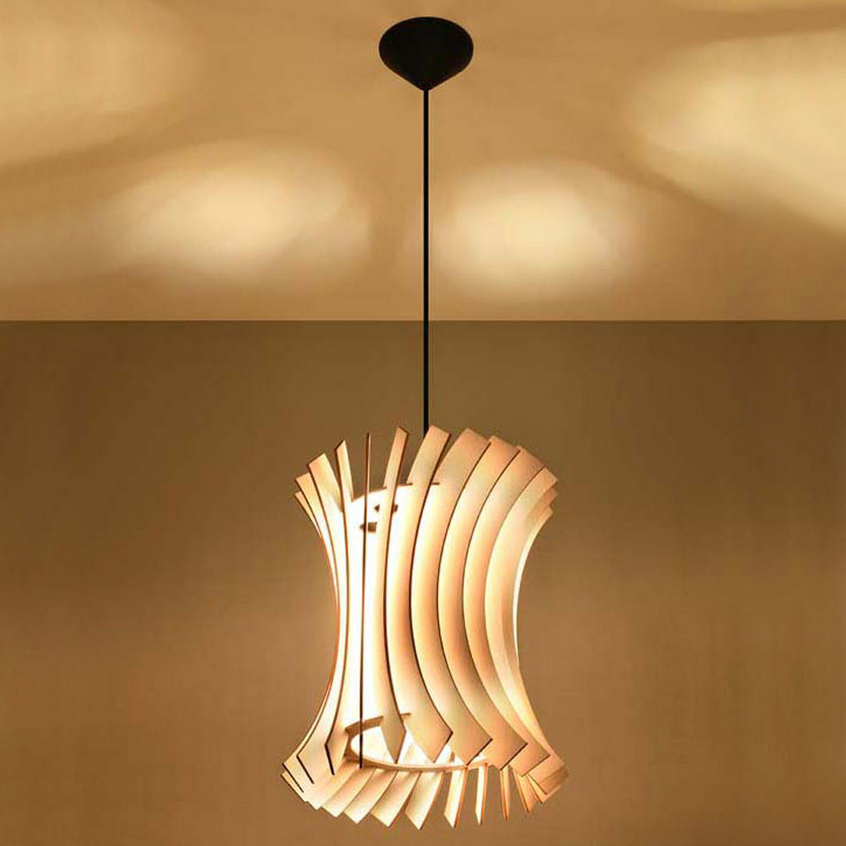 HÄNGELEUCHTE Holz natur schwarz - Braun, Holz (30/30/107cm)