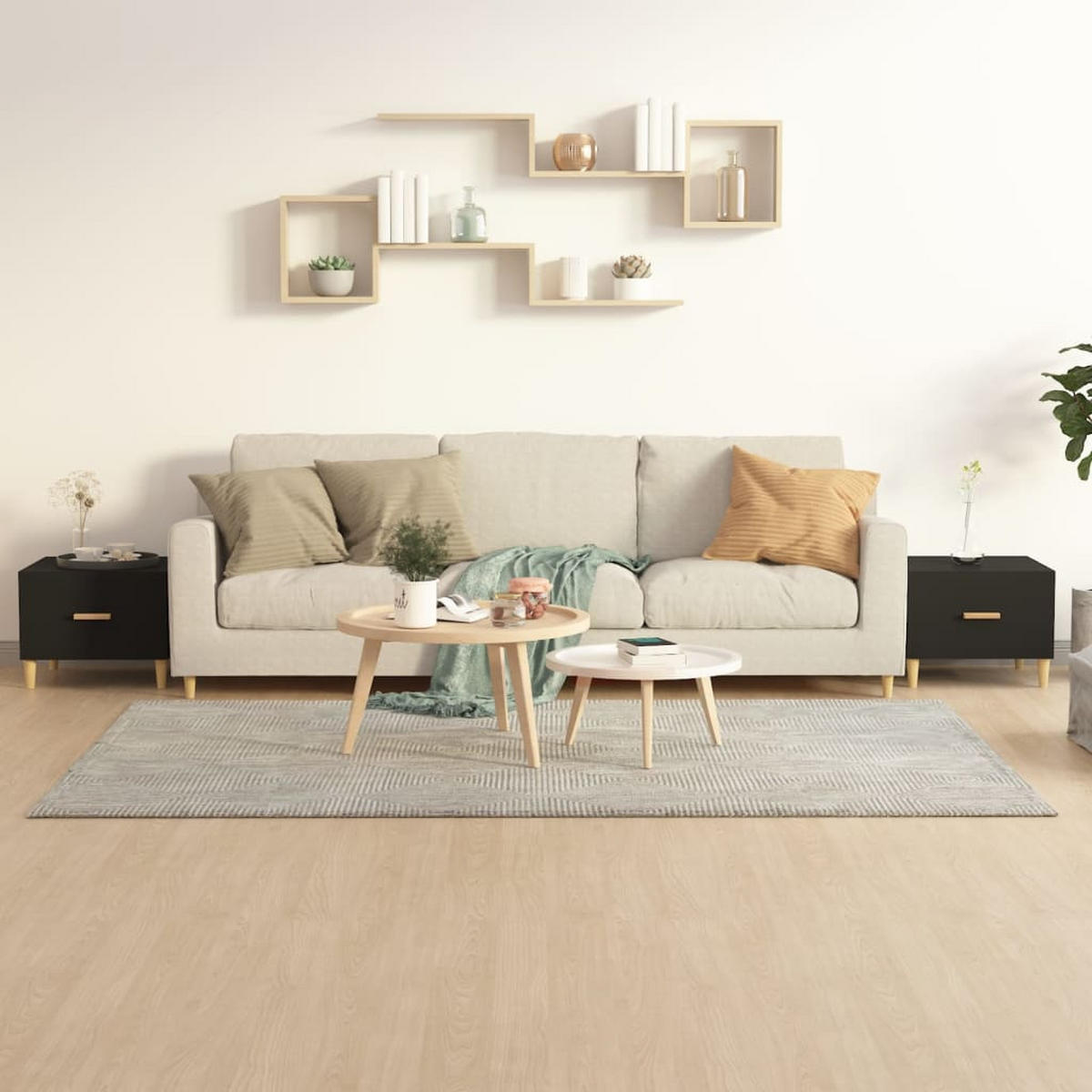 COUCHTISCHE 2 Stk. Schwarz 50x50x40 cm Holzwerkstoff - Schwarz, Holzwerkstoff (50/50/40cm) - furnicato