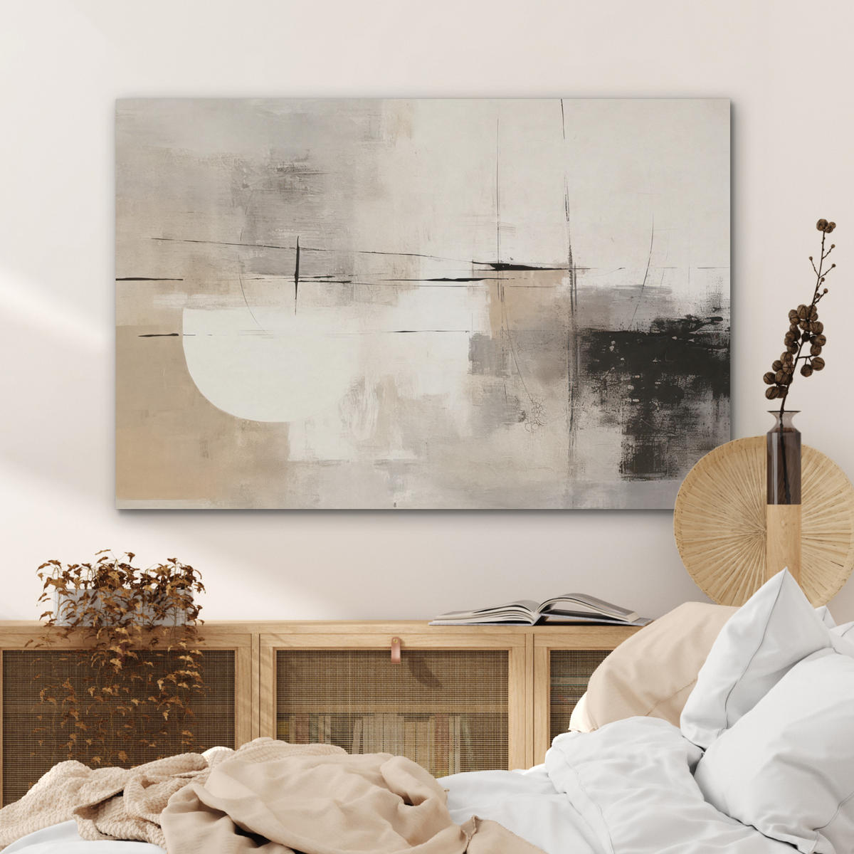AKUSTIKBILD Abstrakt - Kunst - Grau Akustikpaneele 90x60 cm - Hellgrau, Kunststoff (90/60/0.9cm) - MuchoWow