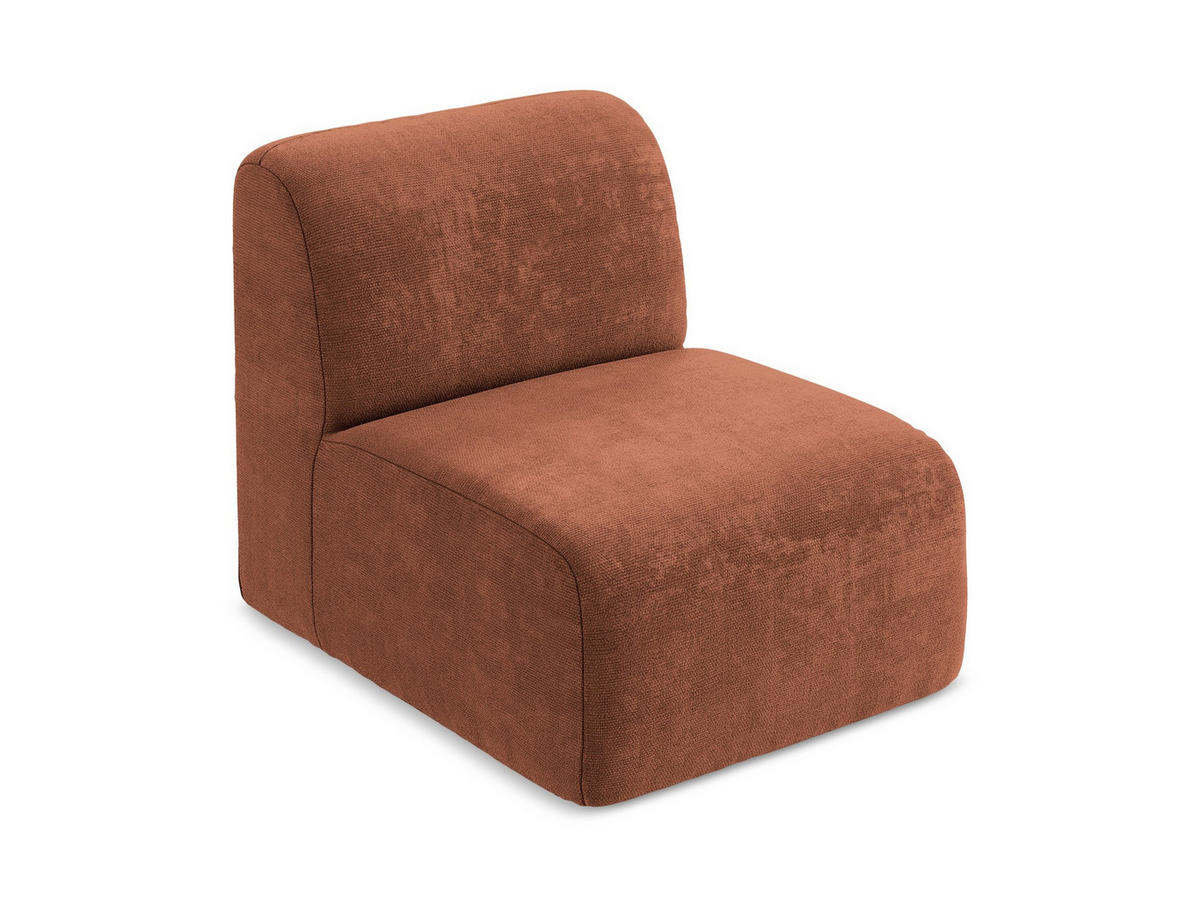 SOFAELEMENT Chenille Stoff Orange - Terra cotta/Schwarz, Holzwerkstoff/Kunststoff (70/75/94cm) - Makamii
