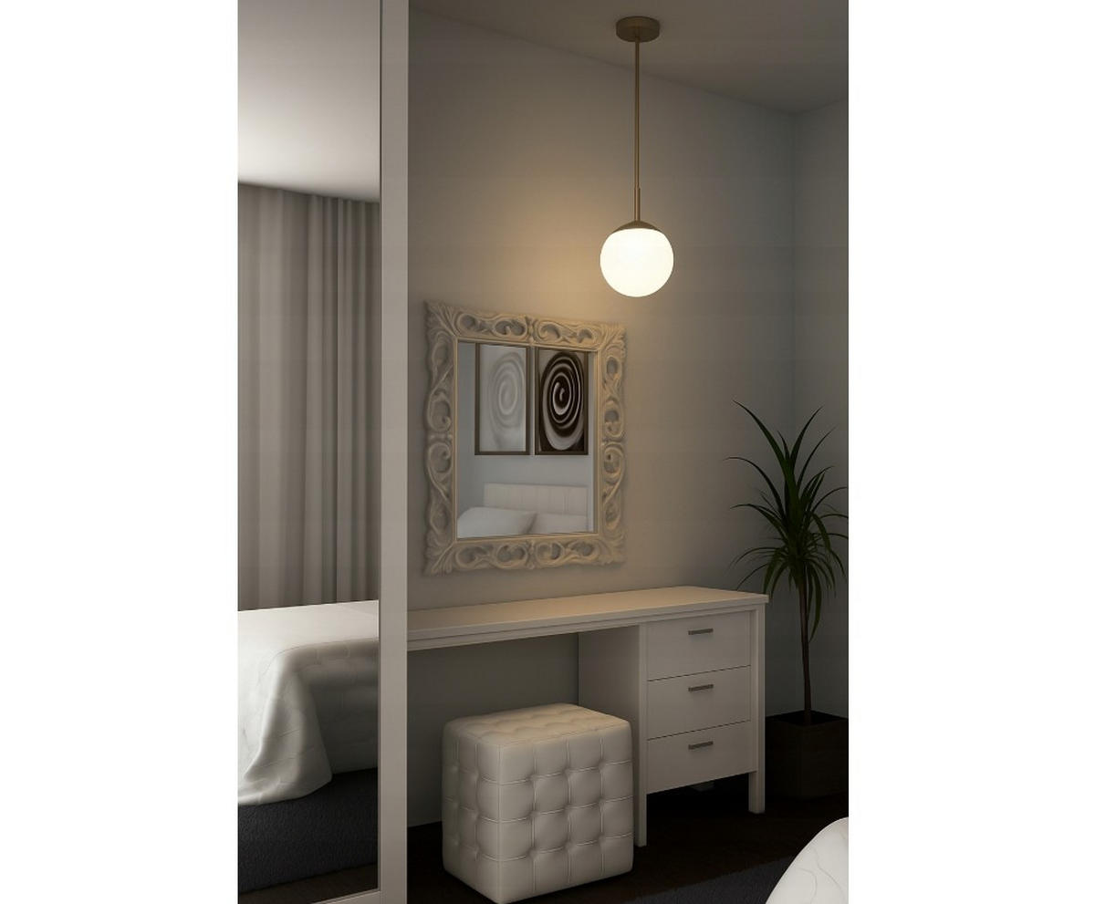 PENDELLEUCHTE ECRU II - Beige/Goldfarben, Glas/Metall (14/14/100cm) - kiki design