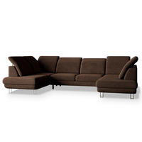 WOHNLANDSCHAFT TERAMO Braun Velours-Stoff mit Schlaffunktion - Braun, Holz (316/88/193cm) - MASSENO