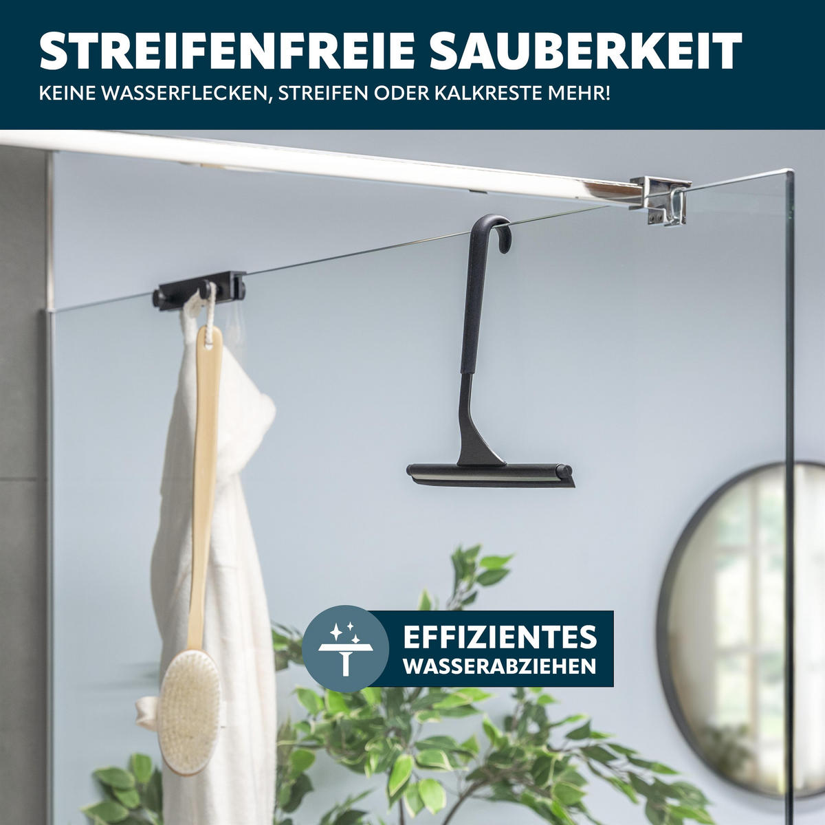 DUSCHABZIEHER, schwarz, Edelstahl - Schwarz, Metall (24/22/2cm) - bremermann