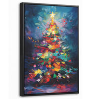 LEINWAND Bilder mit Rahmen - Weihnachtsbaum - Weihnachten - Abstrakt - Farbenfroh - 20x30 - Multicolor, Textil (20/30cm) - MuchoWow
